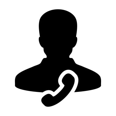 Kullanıcı simgesi - telefon, ilgili kişi, destek glif vektör çizim