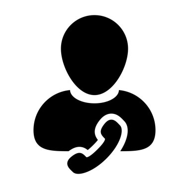 Kullanıcı simgesi - telefon, ilgili kişi, destek glif vektör çizim