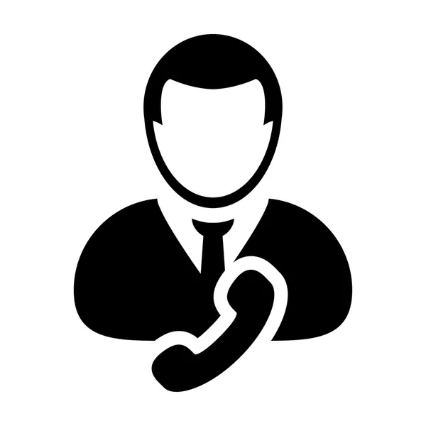 Gebruiker pictogram - telefoon, Contact, ondersteuning Glyph Vector Illustratie — Stockvector