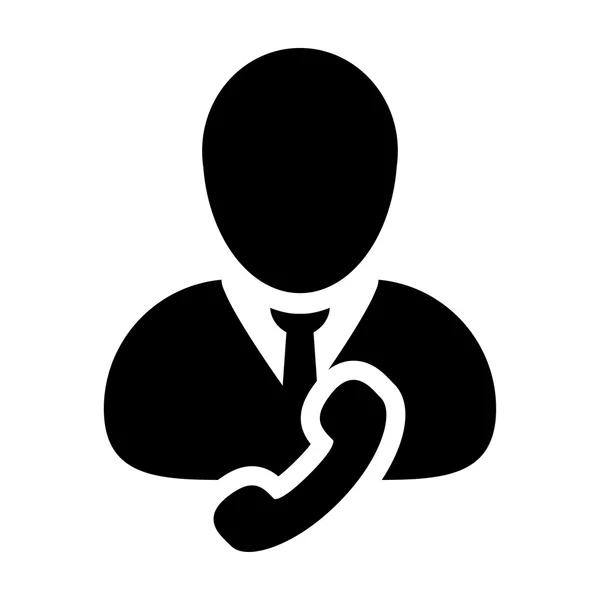 Gebruiker pictogram - telefoon, Contact, ondersteuning Glyph Vector Illustratie — Stockvector