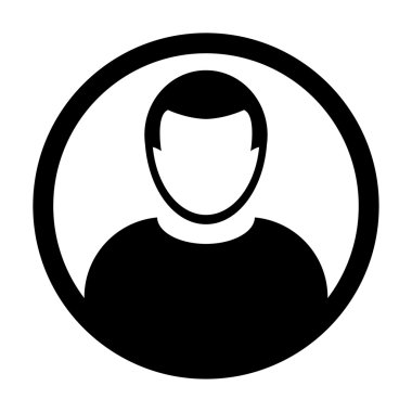 Kullanıcı simge vektör erkek kişi sembolü profil daire Avatar işareti düz renk glif piktogram çizimde