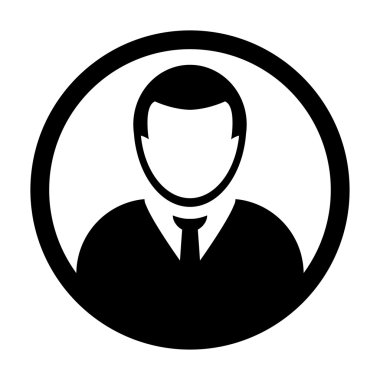 Kullanıcı simge vektör erkek kişi sembolü profil daire Avatar işareti düz renk glif piktogram çizimde