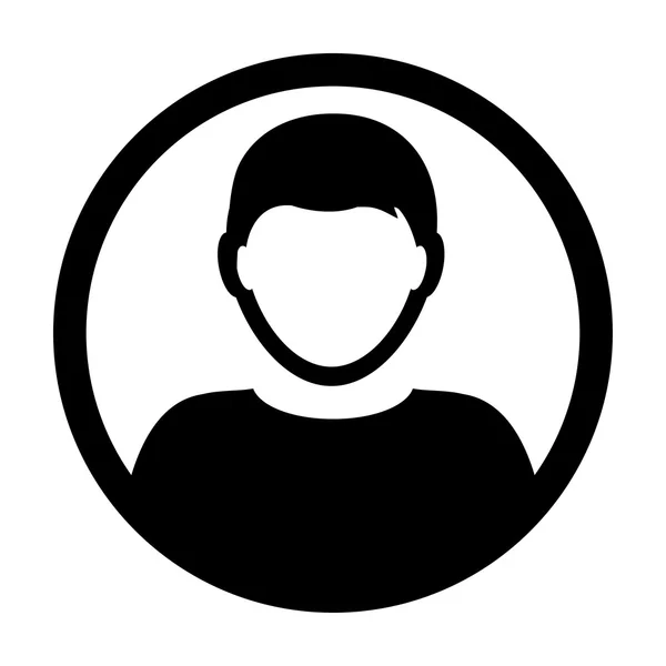 Gebruiker pictogram Vector mannelijke persoon symbool profiel cirkel Avatar teken in platte kleur Glyph Pictogram afbeelding — Stockvector