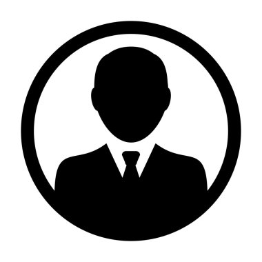Kullanıcı simge vektör erkek kişi sembolü profil daire Avatar işareti düz renk glif piktogram çizimde