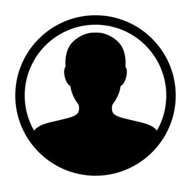 Kullanıcı simge vektör erkek kişi sembolü profil daire Avatar işareti düz renk glif piktogram çizimde