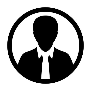 Kullanıcı simge vektör erkek kişi sembolü profil daire Avatar işareti düz renk glif piktogram çizimde