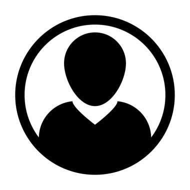 Kullanıcı simge vektör erkek kişi sembolü profil daire Avatar işareti düz renk glif piktogram çizimde