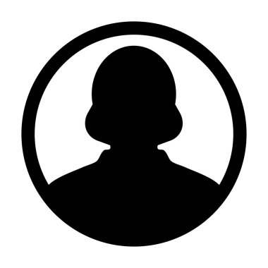 Kullanıcı simge vektör kadın kişi sembolü profil daire Avatar işareti düz renk glif piktogram çizimde