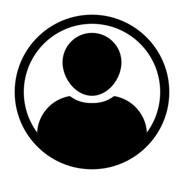 Kullanıcı simge vektör erkek kişi sembolü profil daire Avatar işareti düz renk glif piktogram çizimde