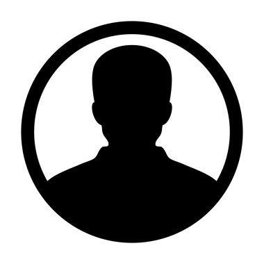 Kullanıcı simge vektör erkek kişi sembolü profil daire Avatar işareti düz renk glif piktogram çizimde