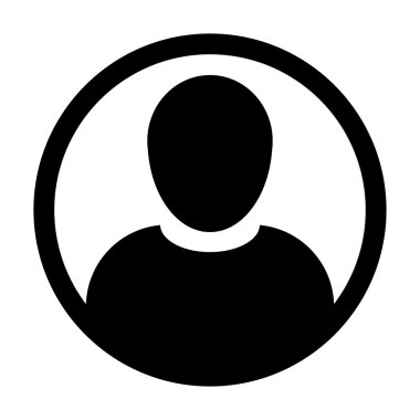 Kullanıcı simge vektör erkek kişi sembolü profil daire Avatar işareti düz renk glif piktogram çizimde