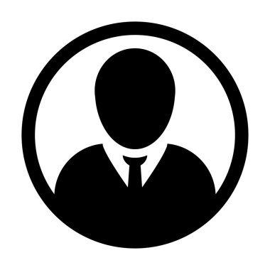 Kullanıcı simge vektör erkek kişi sembolü profil daire Avatar işareti düz renk glif piktogram çizimde