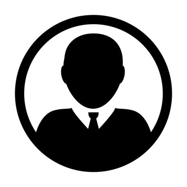 Kullanıcı simge vektör erkek kişi sembolü profil daire Avatar işareti düz renk glif piktogram çizimde