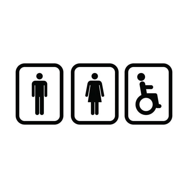 Restroom Sign Vector Icon Man Woman Disabled Person Wheelchair Symbol — Stock Vector