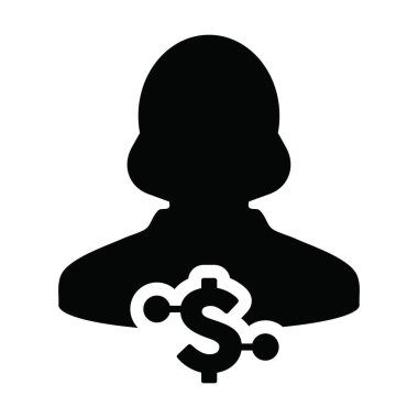 Dijital para birimi simgesi vektör dolar para sembolü ve dijital para birimi için kadın kullanıcı profili avatarı