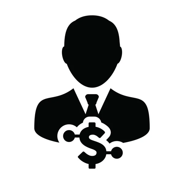 Profil Icône Vecteur Dollar Numérique Monnaie Avec Avatar Personne Utilisateur — Image vectorielle