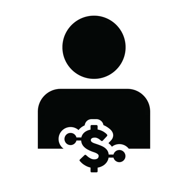 Digitale Dollar Pictogram Vector Valuta Symbool Met Mannelijke Gebruiker Profiel — Stockvector