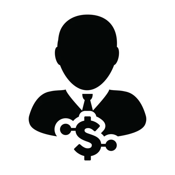 Símbolo Dinheiro Digital Vetor Ícone Dólar Com Avatar Masculino Perfil — Vetor de Stock