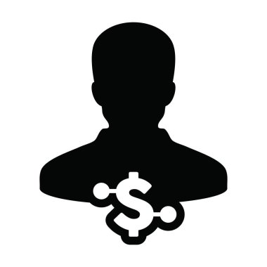 Dijital para birimi için dijital para birimi için erkek kullanıcı profili avatarı olan dijital dolar ikonu vektör para birimi sembolü