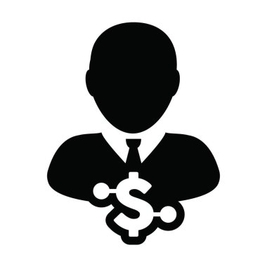 Dijital para ikonu vektör dolar para birimi sembolü ve dijital para birimi için erkek kullanıcı profili avatarı bir kabartma resimleme