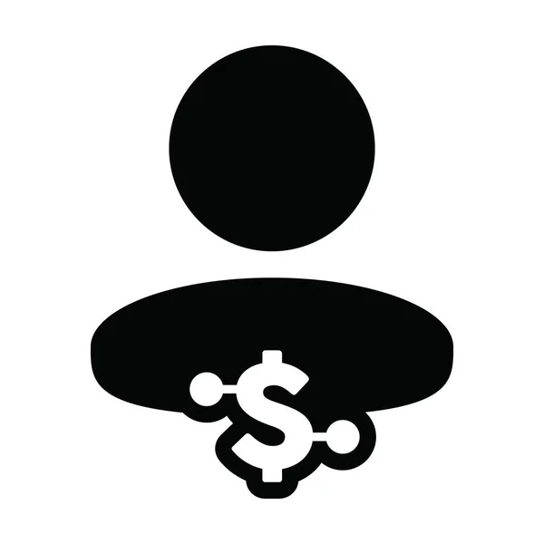 Muntpictogram Vector Digitale Dollar Valuta Met Mannelijke Gebruiker Profiel Avatar — Stockvector