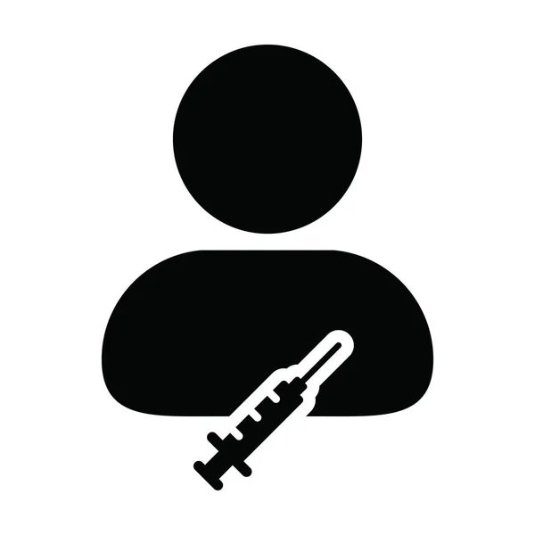 Injection Icon Vector Vaccine Syringe Male User Person Profile Avatar — Stock Vector