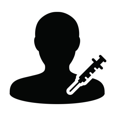 Aşı erkek kullanıcı profili avatar sembollü şırınga ikonu vektörü bir glifli resim çiziminde tıbbi ve sağlık tedavisi için