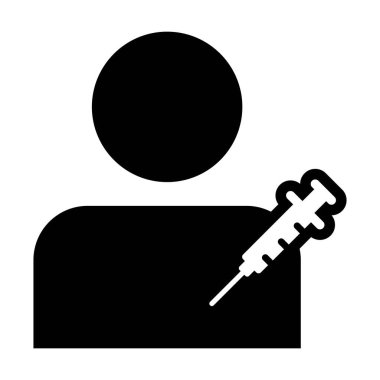 Aşı şırıngası erkek kullanıcı profili avatar sembolü ile sağlık ikonu vektörü