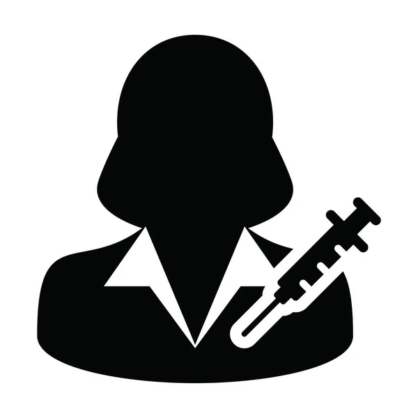 Вектор Іконок Користувача Вакцини Шприцом Жіночого Профілю Аватара Медичного Медичного — стоковий вектор
