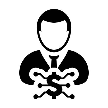 Cüzdan için erkek kullanıcı profili avatarı olan dolar simgesi dijital para birimi sembolü