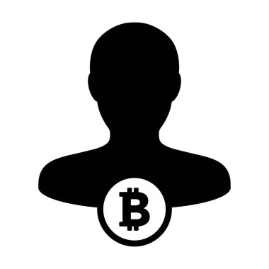 Dijital para birimi için erkek profil avatarı olan Bitcoin ikon vektörü şifreleme sembolü