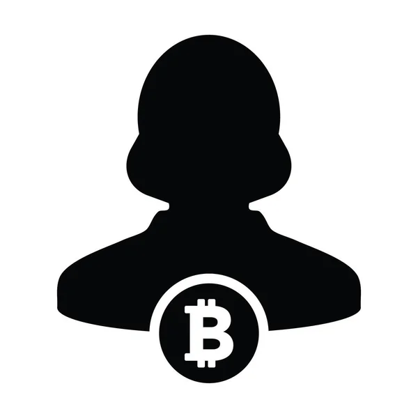 Avatar Icono Vector Bitcoin Blockchain Criptomoneda Con Perfil Persona Usuario — Vector de stock