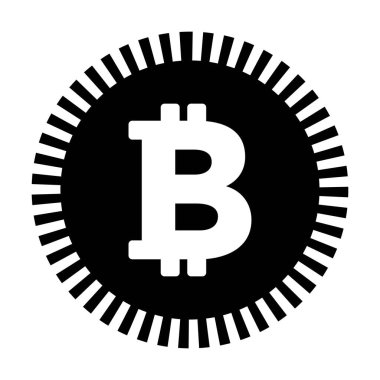 Sayısal varlık ve cüzdan için düz renkli bir resim çiziminde Bitcoin ikon vektörü kripto para birimi sembolü