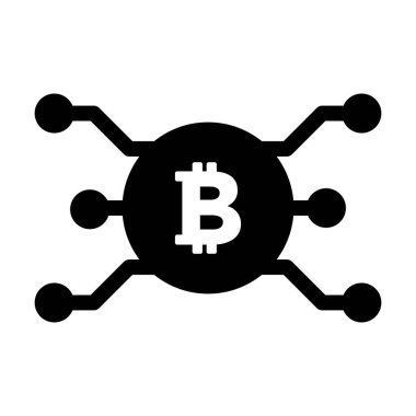 Sayısal varlık ve cüzdan için düz renkli bir resim çiziminde Bitcoin ikon vektörü kripto para birimi sembolü