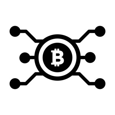 Sayısal varlık ve cüzdan için düz renkli bir resim çiziminde Bitcoin ikon vektörü kripto para birimi sembolü