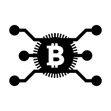 Sayısal varlık ve cüzdan için düz renkli bir resim çiziminde Bitcoin ikon vektörü kripto para birimi sembolü