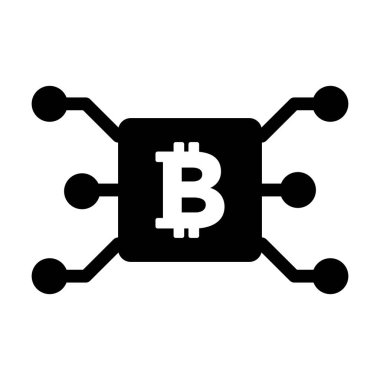 Sayısal varlık ve cüzdan için düz renkli bir resim çiziminde Bitcoin ikon vektörü kripto para birimi sembolü