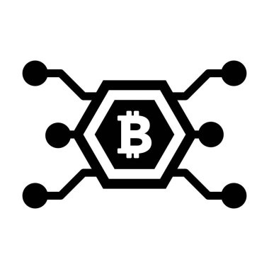 Sayısal varlık ve cüzdan için düz renkli bir resim çiziminde Bitcoin ikon vektörü kripto para birimi sembolü