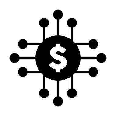 Varlık ve cüzdan için dijital işlemler için dijital dolar ikonu vektör para sembolü düz renkli bir resim çizimi