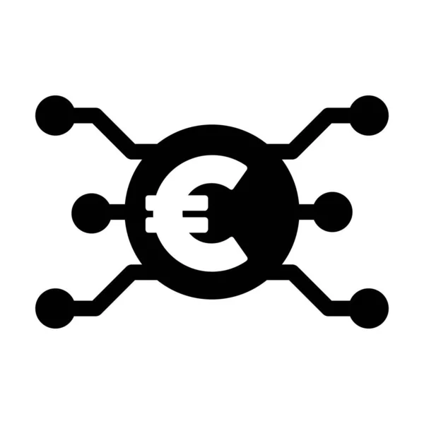 Cyfrowa Ikona Symbolu Euro Waluta Wektorowa Dla Transakcji Cyfrowych Dotyczących — Wektor stockowy