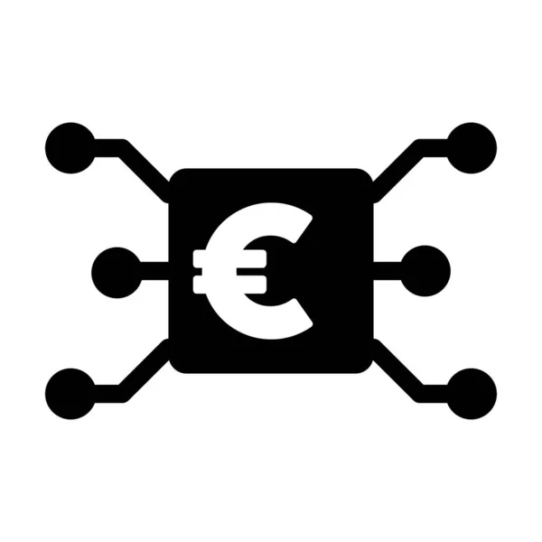 Цифровой Иконка Евро Векторный Символ Валюты Цифровых Транзакций Активов Кошелька — стоковый вектор
