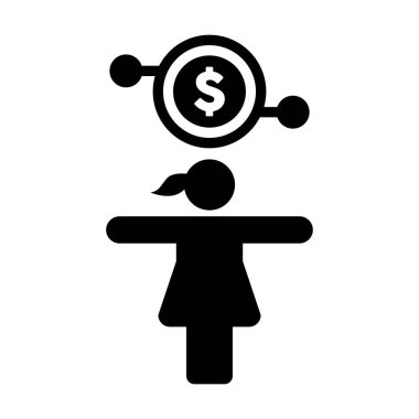 İşlem için erkek kişi ile birlikte dijital dolar para birimi ikonu vektör sembolü