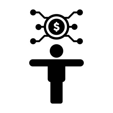 Dijital para ikonu vektör dolar para birimi sembolü ile para birimi işlemi için bir glifli resimleme