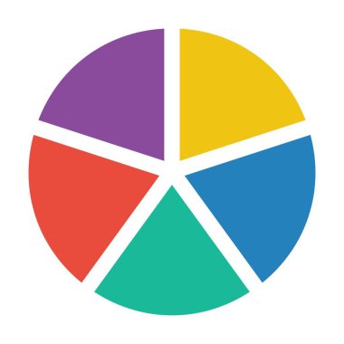 Büyük veri ve bilgiler için düz renk illüstrasyonunda Pasta grafiği çizelgesi grafik sembolü