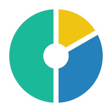 Büyük veri analizi raporları ve düz renk illüstrasyonunda istatistik bilgileri için pasta grafiği vektör grafik diyagramı sembolü