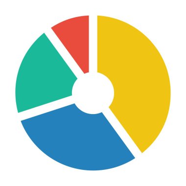 Büyük veri analizi raporları ve düz renk illüstrasyonunda istatistik bilgileri için pasta grafiği vektör grafik diyagramı sembolü