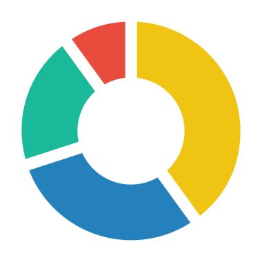Büyük veri analizi raporları ve düz renk illüstrasyonunda istatistik bilgileri için pasta grafiği vektör grafik diyagramı sembolü