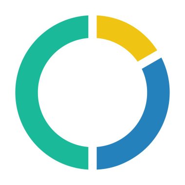 Büyük veri analizi raporları ve düz renk illüstrasyonunda istatistik bilgileri için pasta grafiği vektör grafik diyagramı sembolü