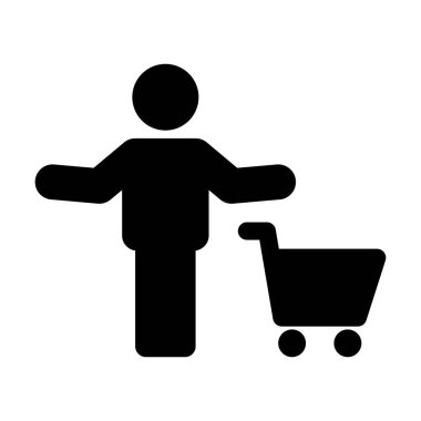 Düz renk kabartma resimli el arabası sembollü erkek ikon vektörü alınıyor