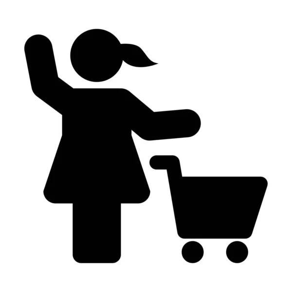 Panier Icône Vecteur Femme Personne Shopping Symbole Dans Une Illustration — Image vectorielle